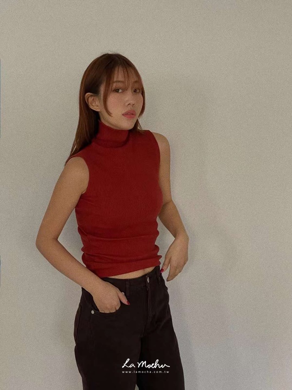 立領歐美坑條修身上衣